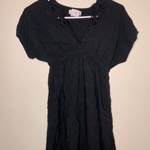 Y2K black above the knee dress floral detailing